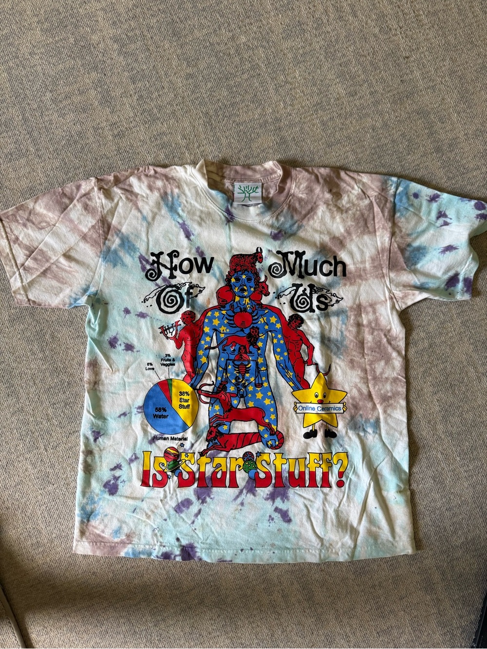 Online Ceramics “How Much Of Us Is Star Stuff?” Tie Dye T-Shirt Men’s Large
